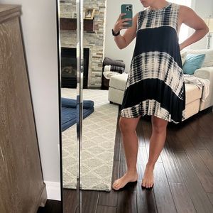 Navy and White Tie Dye Sundress
